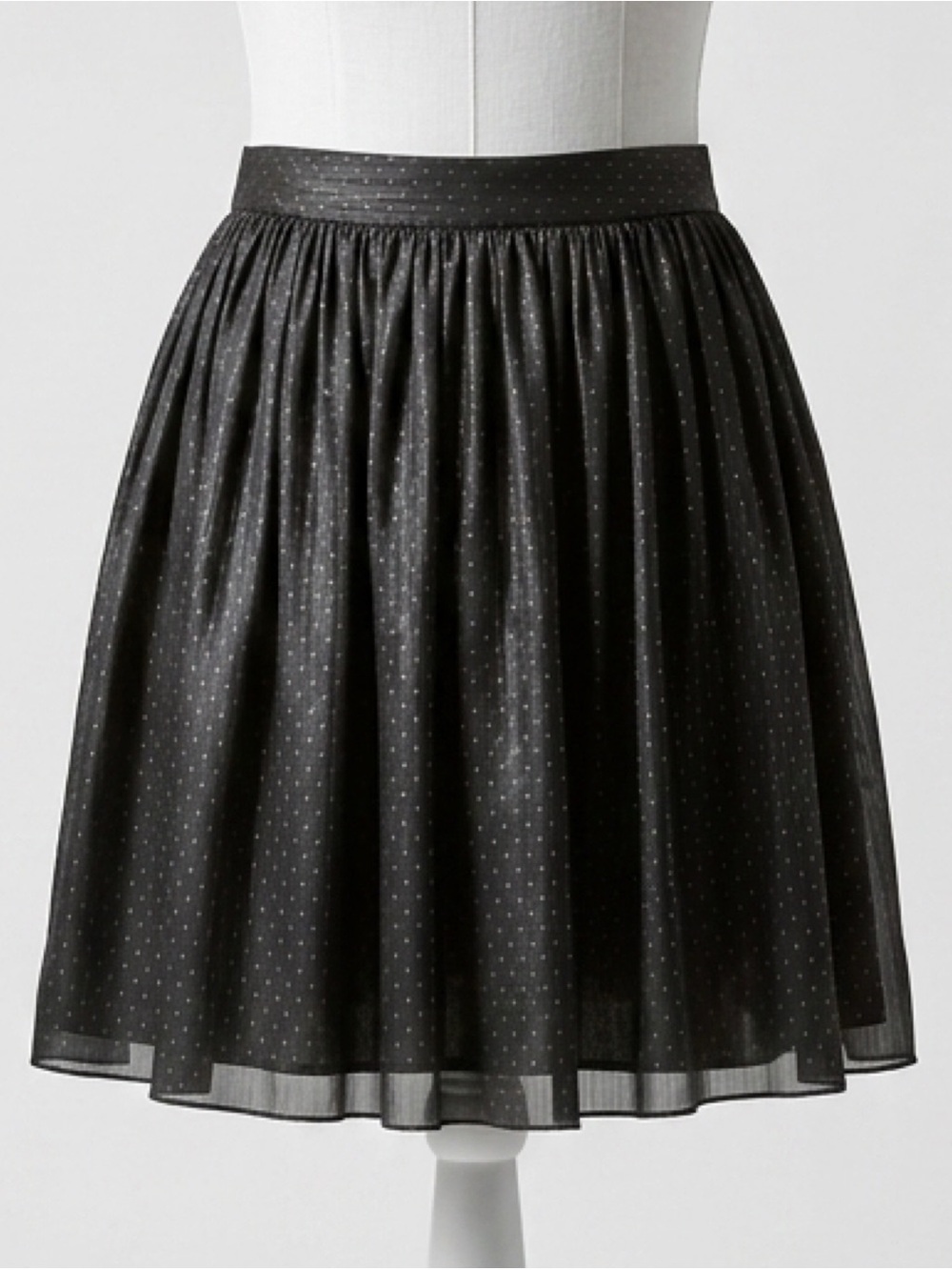 ark & co. Black Polka Dot Pleated Chiffon A-Line Mini Skirt Size Large